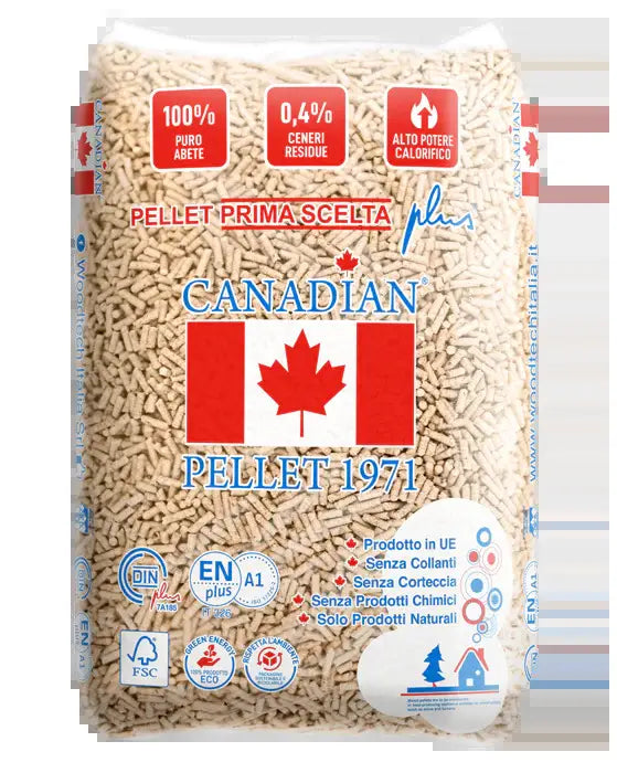 PELLET DI ABETE E CONIFERA CANADIAN ENPLUS A1 72 SACCHI DA 15 KG
